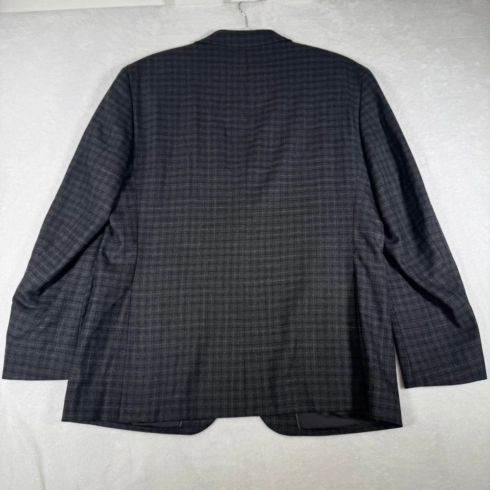 Jos. A. Bank Sport Coat Mens 46R Grey Plaid Slim Fit Traveler Travel Tech Blazer